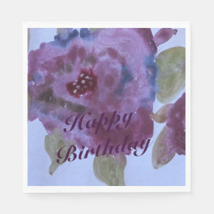 Fancy Purple Rose Flowered Napkins