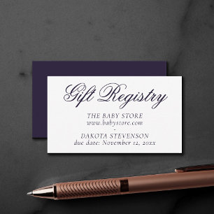 Fancy Purple Script   Modern Baby Shower Registry Enclosure Card