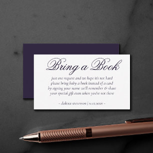 Fancy Purple Script   Modern Bring Baby Book Poem Enclosure Card