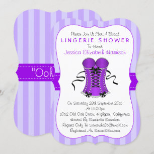 Fancy Purple & White Corset Lingerie Shower Invitation