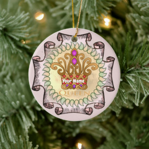 Fancy Queen Crown  Ceramic Tree Decoration