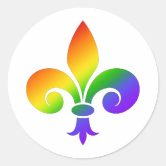 Fancy Rainbow Fleur de Lis Classic Round Sticker