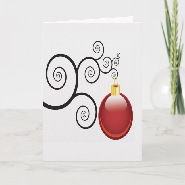 Fancy Red Christmas Ornament Holidays Christmas Holiday Card (Front)