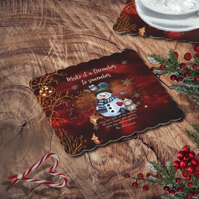 Fancy RED Gold Holiday Party with Characters  Paper Coaster (Fancy RED Gold Holiday Party with Characters Paper Coaster)