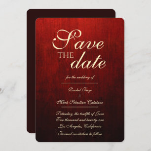 Fancy Red & Gold Save The Date Invitation