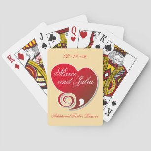 Fancy Red Heart Wedding Playing Cards