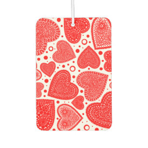 Fancy Red Hearts Pattern Car Air Freshener