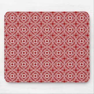 Fancy Red Holiday Damask Pattern Mouse Mat