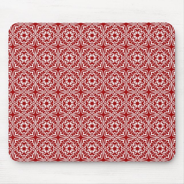 Fancy Red Holiday Damask Pattern  Mouse Mat (Front)