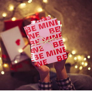 Fancy Red & Pink Be MIne Valentines Wrapping Paper Sheet