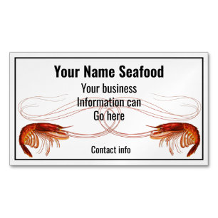Fancy Red Shrimp on White    Magnetic Business Card