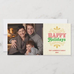 Fancy Retro Typography Holiday Photocards Card