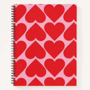 Fancy Romantic Red & Pink Hearts Pattern  Notebook