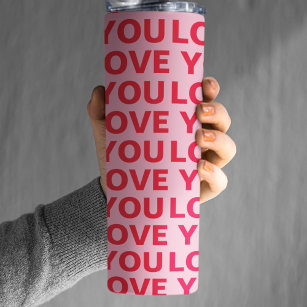Fancy Romantic Red & Pink Love You Pattern  Thermal Tumbler