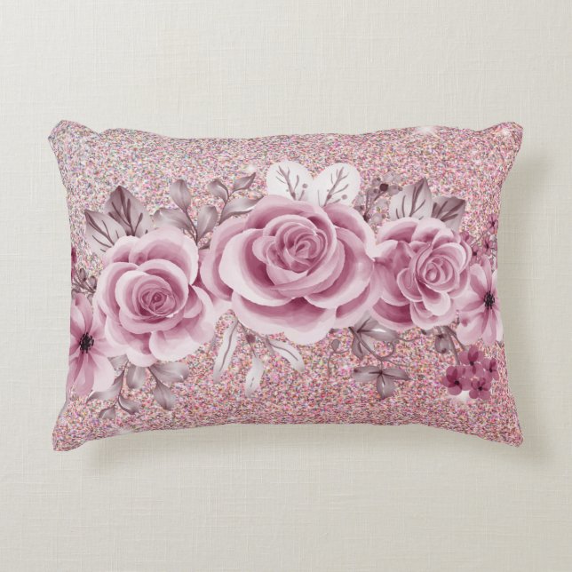 Fancy Rose Gold Glitter  Decorative Cushion (Front)