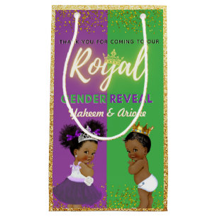 Fancy Royal African Gender Reveal Purple & Green Small Gift Bag