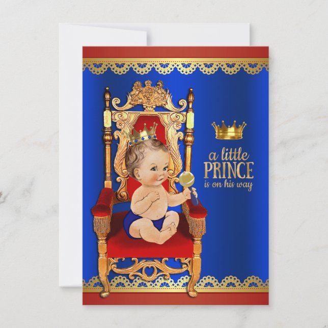 Fancy Royal Prince Baby Shower Invitation (Front)