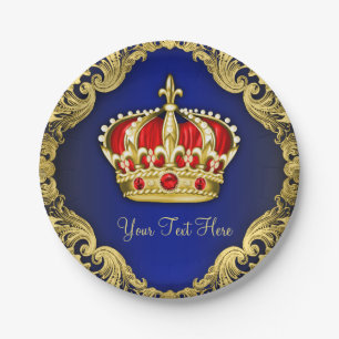 Fancy Royal Prince Baby Shower Paper Plate
