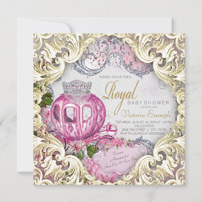 Fancy Royal Princess Baby Shower Invitation (Front)