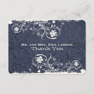 Fancy Rustic Blue Leather Look Thank You