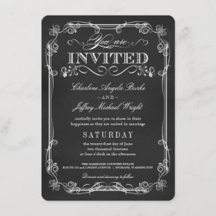 Fancy Rustic Chalkboard Wedding Invitations