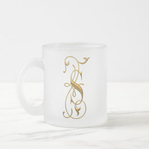 Fancy S Monogrammed Frosted Glass Coffee Mug