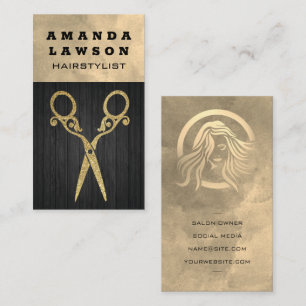 Fancy Scissors   Wood  Business Card