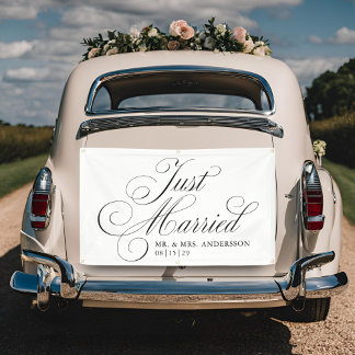 Fancy Script 4 Just Married Car Banner