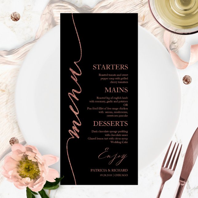 Fancy Script 4x9 Wedding Menu Card For Plate (Creator Uploaded)
