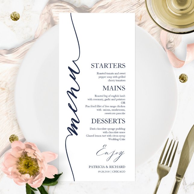 Fancy Script 4x9 Wedding Menu Card For Plate (Creator Uploaded)