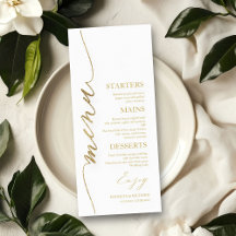 Fancy Script 4x9 Wedding Menu Card For Plate