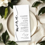 Fancy Script 4x9 Wedding Menu Card For Plate<br><div class="desc">A simple chic calligraphy wedding menu card. I do offer a free customisation service,  if you have any questions or special requests,  please feel free to contact me.</div>