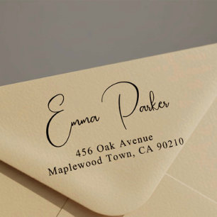 Fancy Script Address Rubber Stamp