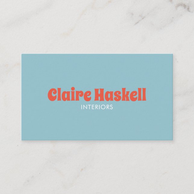 Fancy Script Blue Tomato Red Chic Minimal Business Card (Front)