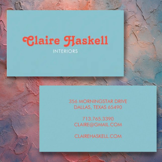 Fancy Script Blue Tomato Red Chic Minimal Business Card (Creator Uploaded)