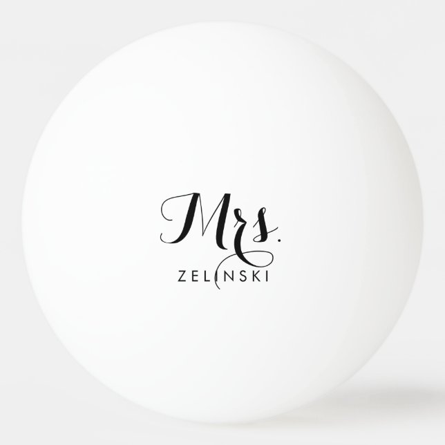 Fancy Script Calligraphy Minimalist Ping Pong Ball (Front)