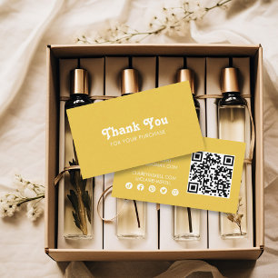 Fancy Script Chic Mustard Order Thank You Minimal Business Card