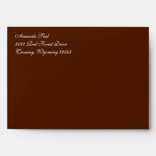 Fancy Script Dark Brown A7 Return Address Envelope