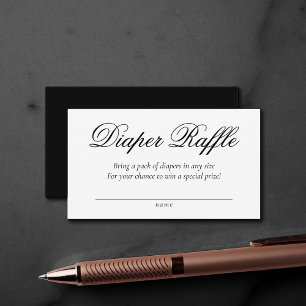 Fancy Script Diaper Raffle Elegant Baby Shower Enclosure Card