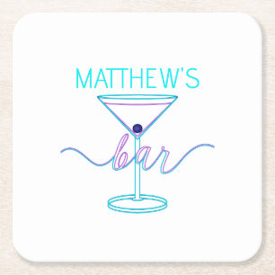 Fancy Script Fun Colours Fun Bar  Square Paper Coaster