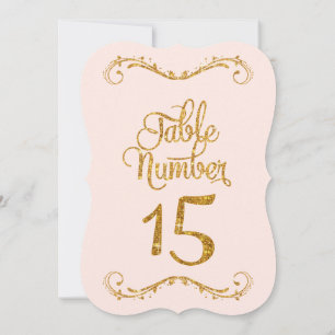 Fancy Script Glitter Table Number 15 Weddings