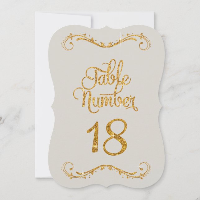 Fancy Script Glitter Table Number 18 Events (Back)
