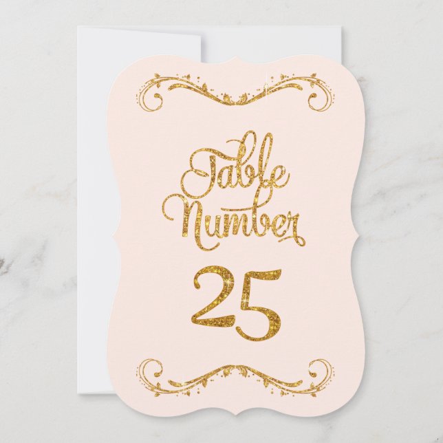 Fancy Script Glitter Table Number 25 Weddings (Back)