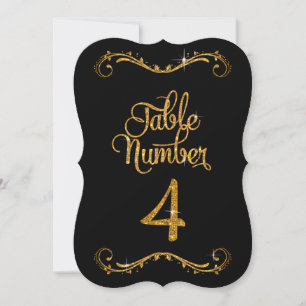 Fancy Script Glitter Table Number 4 Receptions