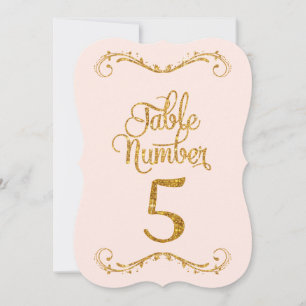 Fancy Script Glitter Table Number 5 Weddings