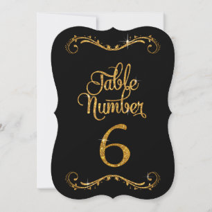 Fancy Script Glitter Table Number 6 Receptions