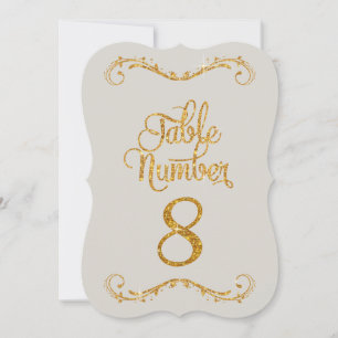 Fancy Script Glitter Table Number 8 Events
