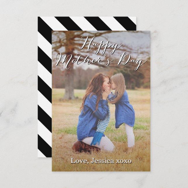Fancy Script Happy Mother's Day Photo Card (Front/Back)
