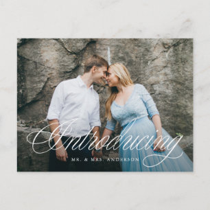 Fancy Script Introducing Wedding Elopement Postcard