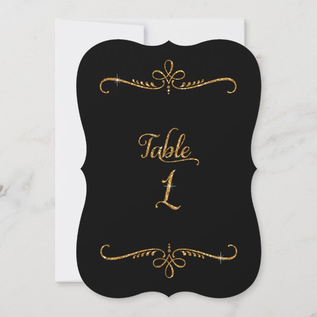 Fancy Script Lettering Table Number 1 Receptions (Back)